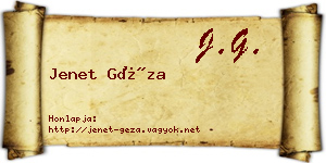 Jenet Géza névjegykártya